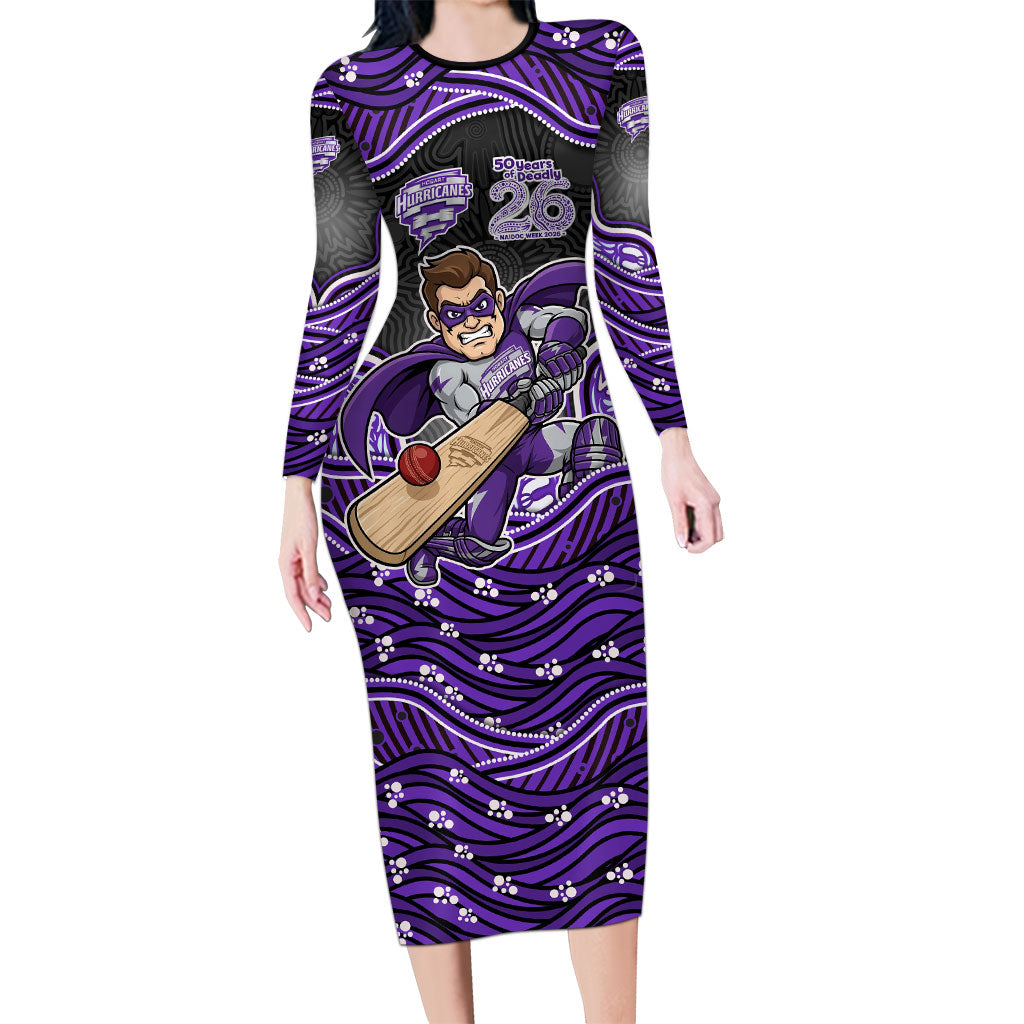 Hobart Hurricanes NAIDOC Week 2026 Long Sleeve Bodycon Dress Aboriginal Indigenous - 50 Years of Deadly