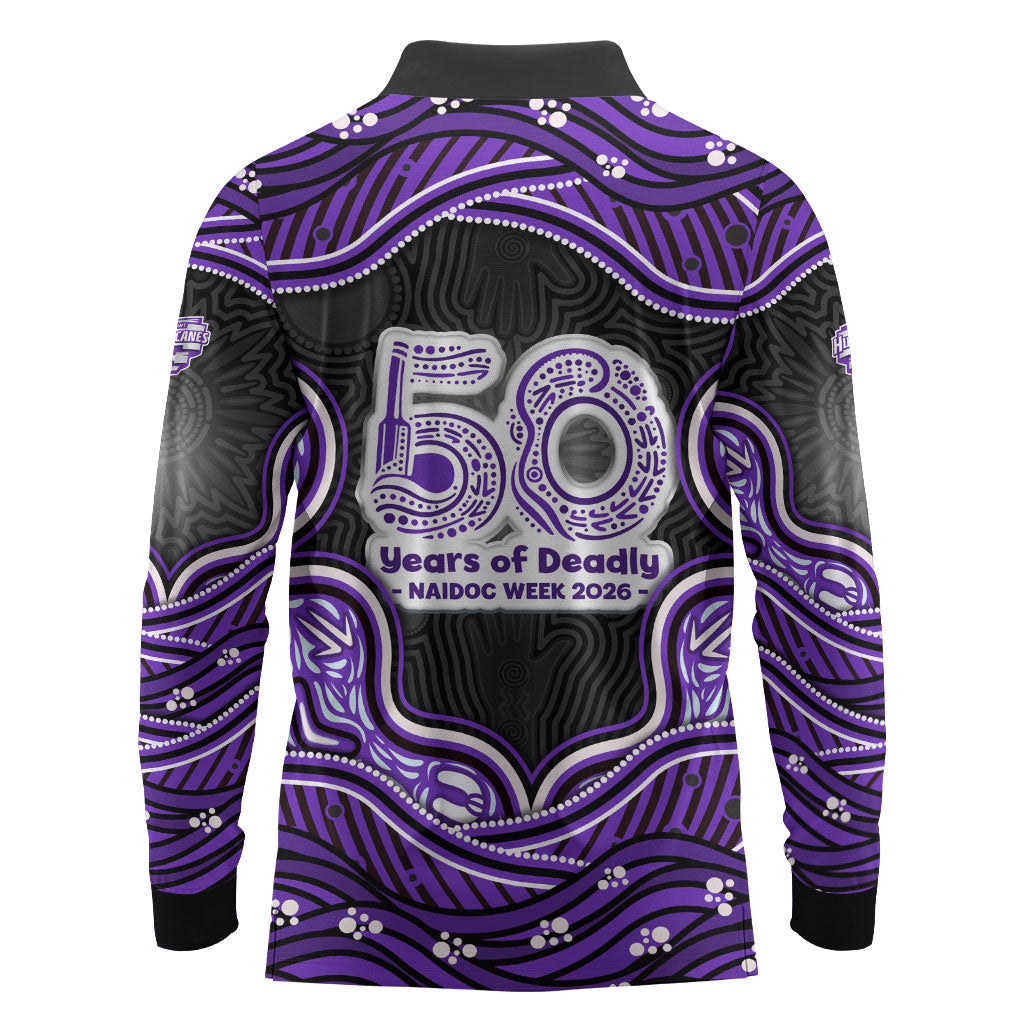 Hobart Hurricanes NAIDOC Week 2026 Long Sleeve Polo Shirt Aboriginal Indigenous - 50 Years of Deadly