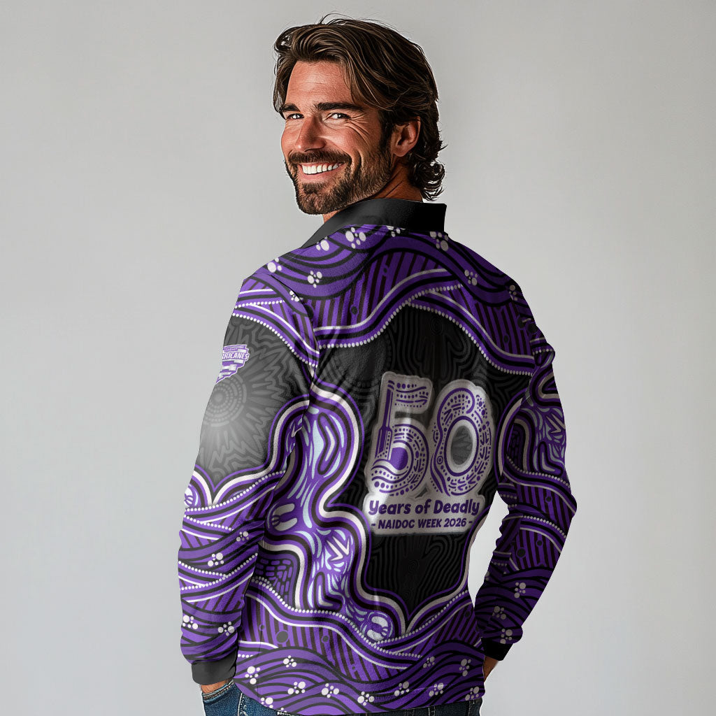 Hobart Hurricanes NAIDOC Week 2026 Long Sleeve Polo Shirt Aboriginal Indigenous - 50 Years of Deadly