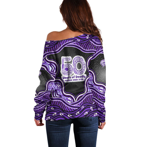 Hobart Hurricanes NAIDOC Week 2026 Off Shoulder Sweater Aboriginal Indigenous - 50 Years of Deadly