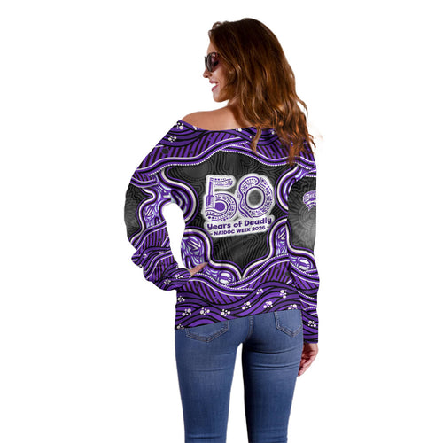 Hobart Hurricanes NAIDOC Week 2026 Off Shoulder Sweater Aboriginal Indigenous - 50 Years of Deadly