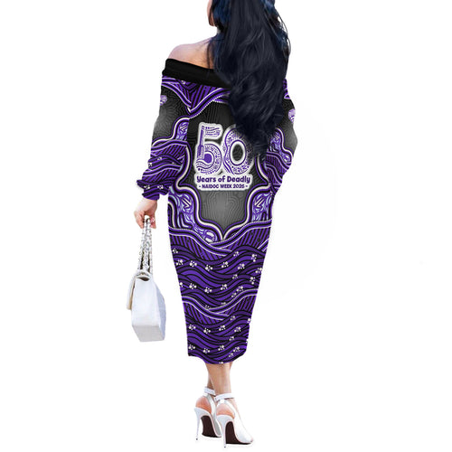 Hobart Hurricanes NAIDOC Week 2026 Off The Shoulder Long Sleeve Dress Aboriginal Indigenous - 50 Years of Deadly