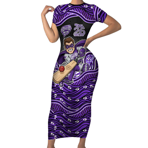 Hobart Hurricanes NAIDOC Week 2026 Short Sleeve Bodycon Dress Aboriginal Indigenous - 50 Years of Deadly