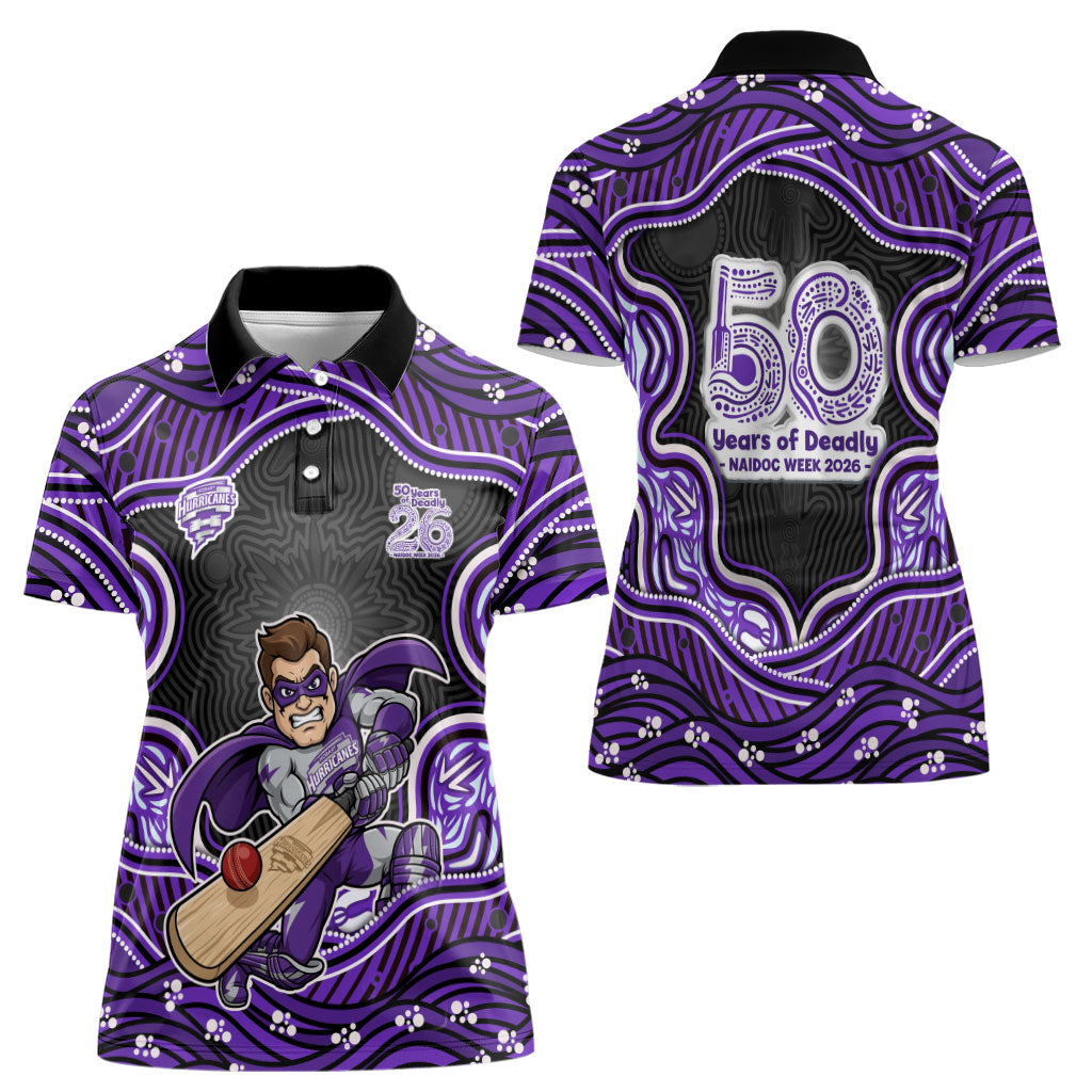 Hobart Hurricanes NAIDOC Week 2026 Women Polo Shirt Aboriginal Indigenous - 50 Years of Deadly
