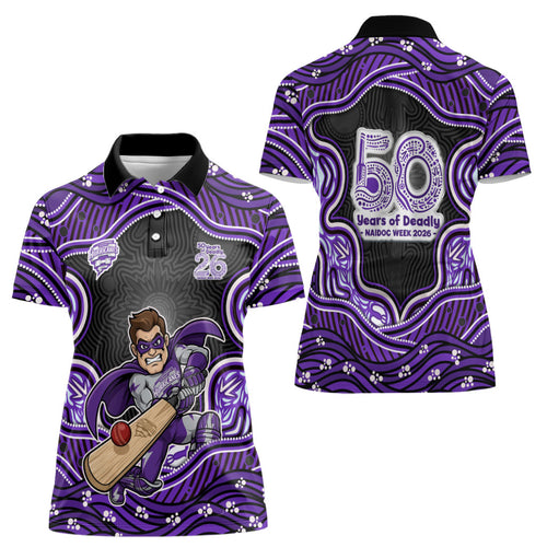 Hobart Hurricanes NAIDOC Week 2026 Women Polo Shirt Aboriginal Indigenous - 50 Years of Deadly