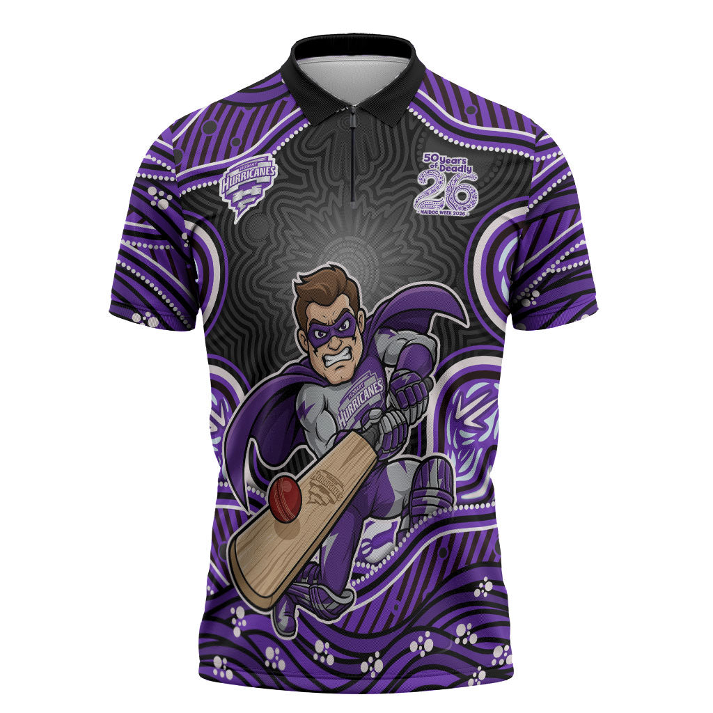 Hobart Hurricanes NAIDOC Week 2026 Zipper Polo Shirt Aboriginal Indigenous - 50 Years of Deadly