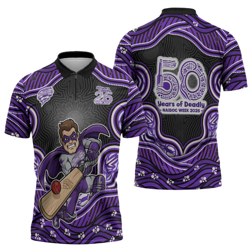 Hobart Hurricanes NAIDOC Week 2026 Zipper Polo Shirt Aboriginal Indigenous - 50 Years of Deadly