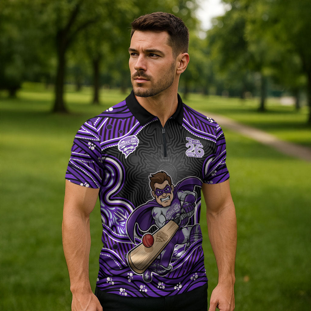 Hobart Hurricanes NAIDOC Week 2026 Zipper Polo Shirt Aboriginal Indigenous - 50 Years of Deadly