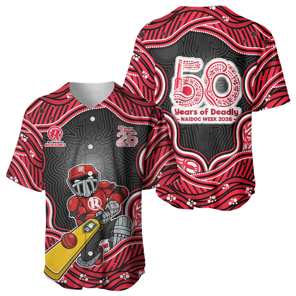 Melbourne Renegades NAIDOC Week 2026 Baseball Jersey Aboriginal Indigenous - 50 Years of Deadly