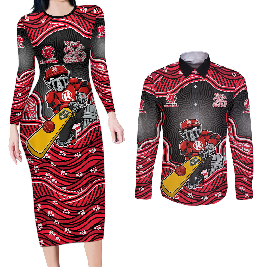 Melbourne Renegades NAIDOC Week 2026 Couples Matching Long Sleeve Bodycon Dress and Long Sleeve Button Shirt Aboriginal Indigenous - 50 Years of Deadly