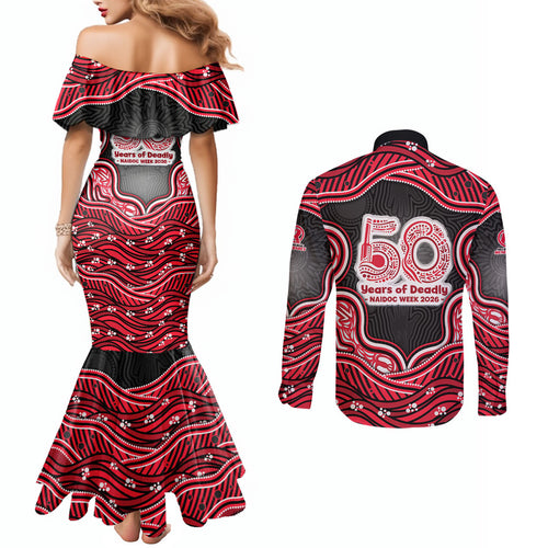 Melbourne Renegades NAIDOC Week 2026 Couples Matching Mermaid Dress and Long Sleeve Button Shirt Aboriginal Indigenous - 50 Years of Deadly