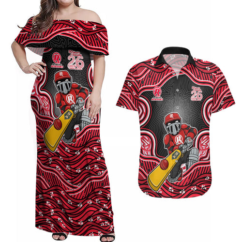 Melbourne Renegades NAIDOC Week 2026 Couples Matching Off Shoulder Maxi Dress and Hawaiian Shirt Aboriginal Indigenous - 50 Years of Deadly