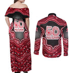 Melbourne Renegades NAIDOC Week 2026 Couples Matching Off Shoulder Maxi Dress and Long Sleeve Button Shirt Aboriginal Indigenous - 50 Years of Deadly