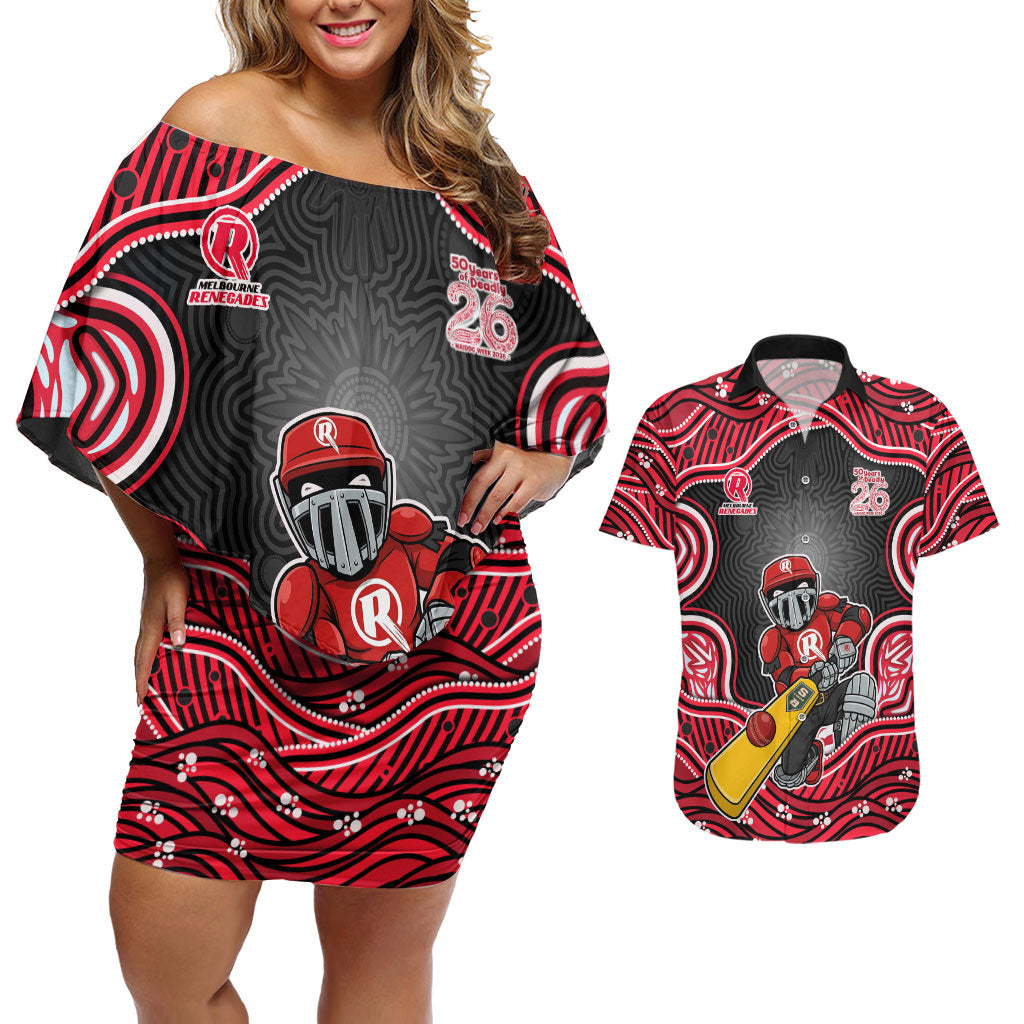Melbourne Renegades NAIDOC Week 2026 Couples Matching Off Shoulder Short Dress and Hawaiian Shirt Aboriginal Indigenous - 50 Years of Deadly