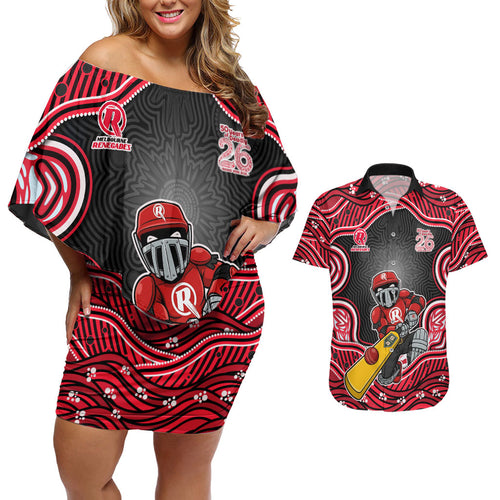Melbourne Renegades NAIDOC Week 2026 Couples Matching Off Shoulder Short Dress and Hawaiian Shirt Aboriginal Indigenous - 50 Years of Deadly