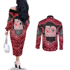 Melbourne Renegades NAIDOC Week 2026 Couples Matching Off The Shoulder Long Sleeve Dress and Long Sleeve Button Shirt Aboriginal Indigenous - 50 Years of Deadly
