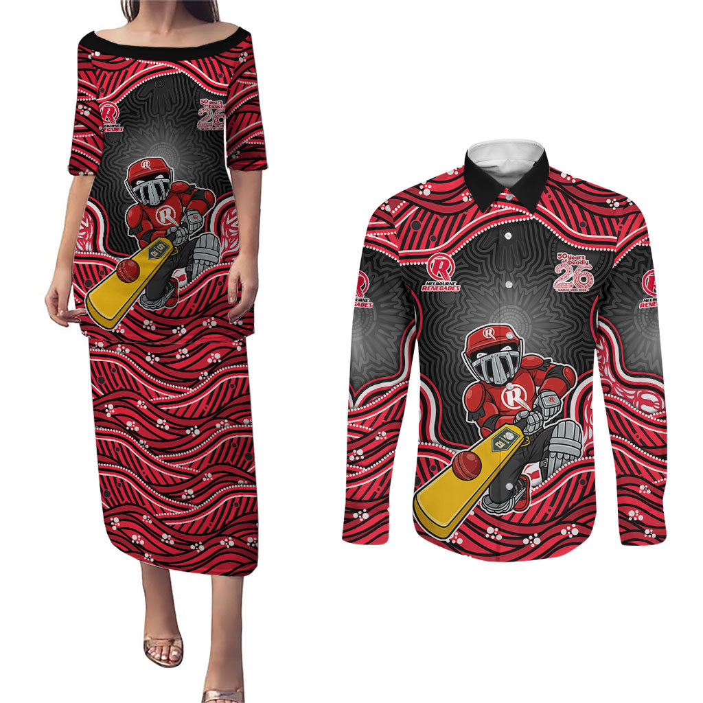 Melbourne Renegades NAIDOC Week 2026 Couples Matching Puletasi and Long Sleeve Button Shirt Aboriginal Indigenous - 50 Years of Deadly