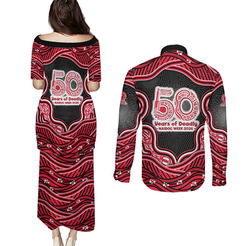 Melbourne Renegades NAIDOC Week 2026 Couples Matching Puletasi and Long Sleeve Button Shirt Aboriginal Indigenous - 50 Years of Deadly