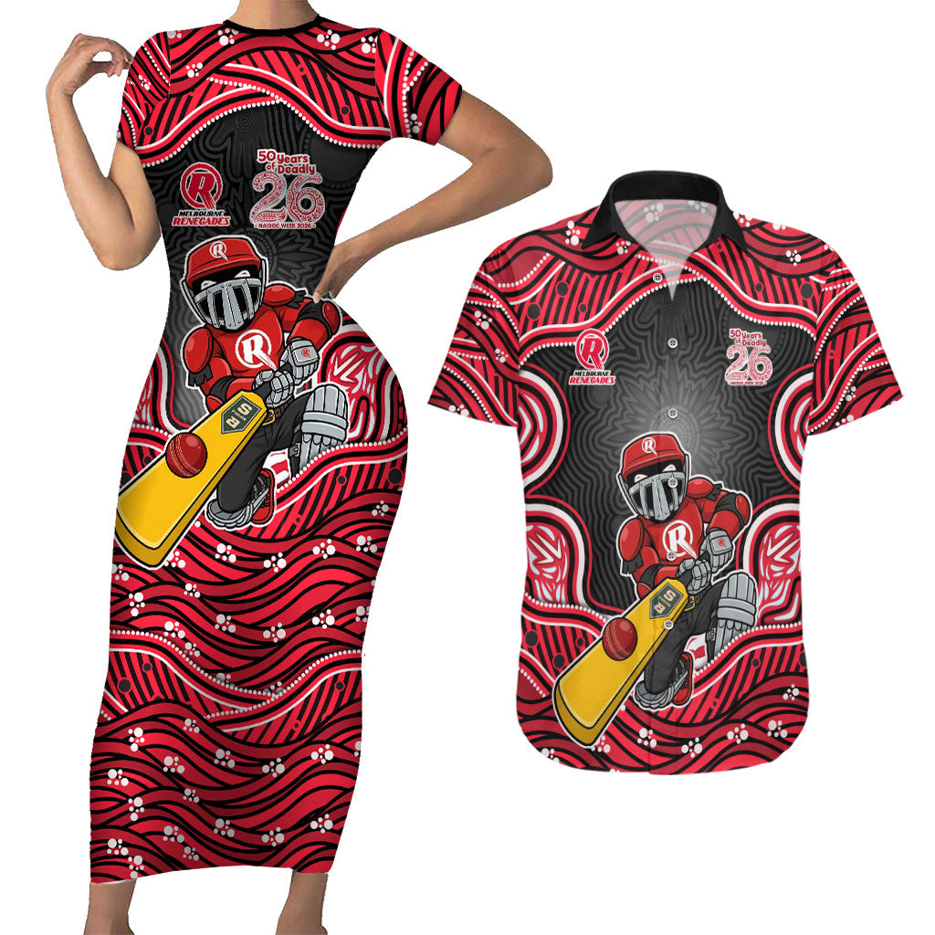 Melbourne Renegades NAIDOC Week 2026 Couples Matching Short Sleeve Bodycon Dress and Hawaiian Shirt Aboriginal Indigenous - 50 Years of Deadly