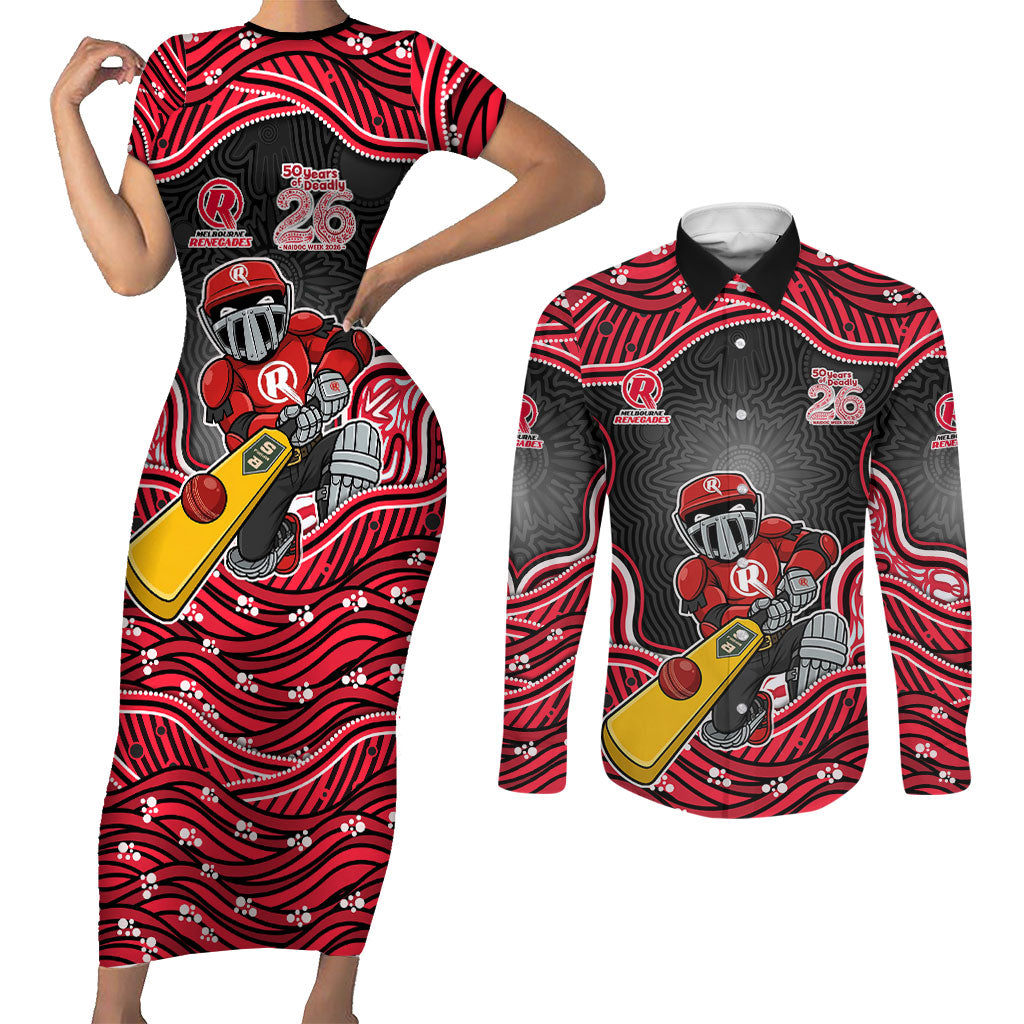 Melbourne Renegades NAIDOC Week 2026 Couples Matching Short Sleeve Bodycon Dress and Long Sleeve Button Shirt Aboriginal Indigenous - 50 Years of Deadly