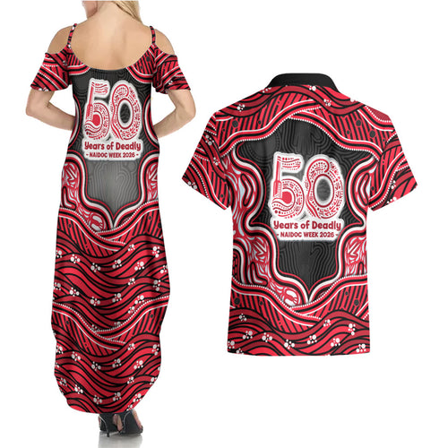 Melbourne Renegades NAIDOC Week 2026 Couples Matching Summer Maxi Dress and Hawaiian Shirt Aboriginal Indigenous - 50 Years of Deadly