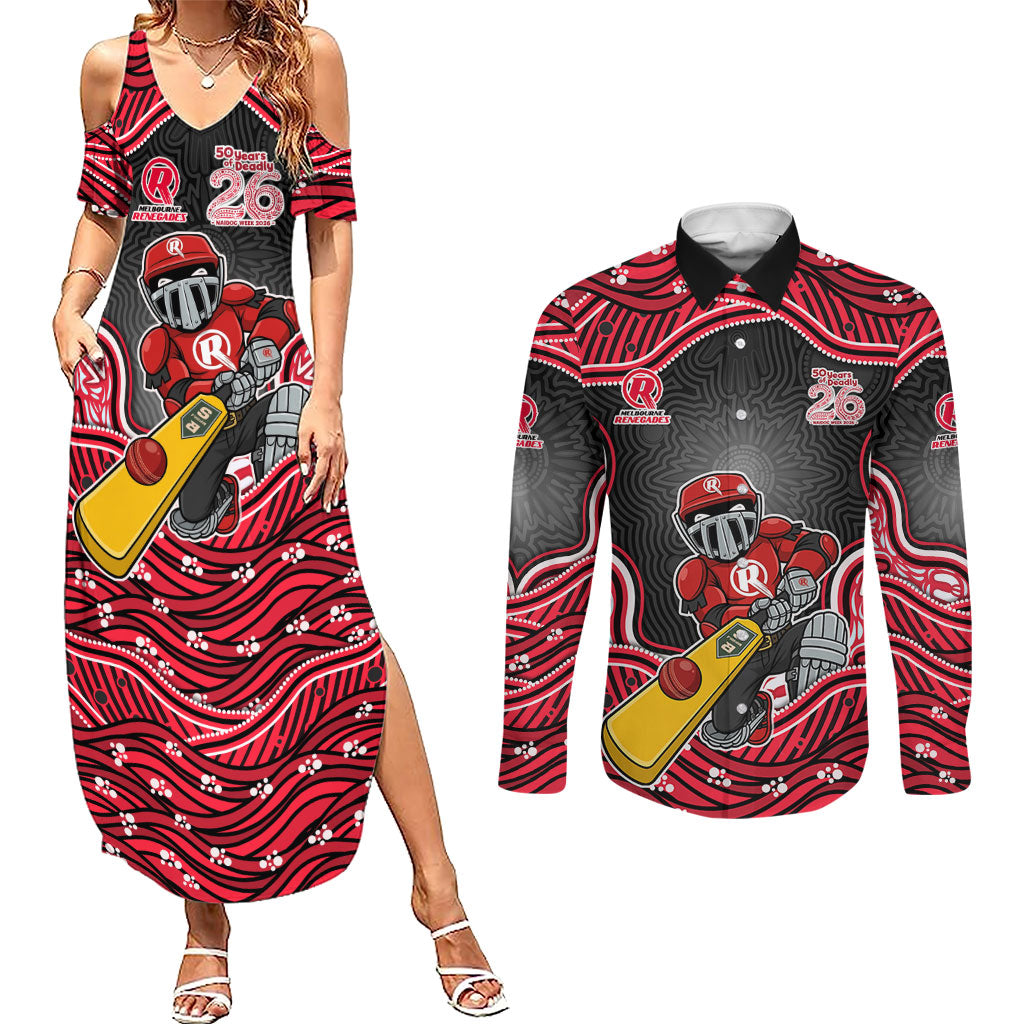 Melbourne Renegades NAIDOC Week 2026 Couples Matching Summer Maxi Dress and Long Sleeve Button Shirt Aboriginal Indigenous - 50 Years of Deadly