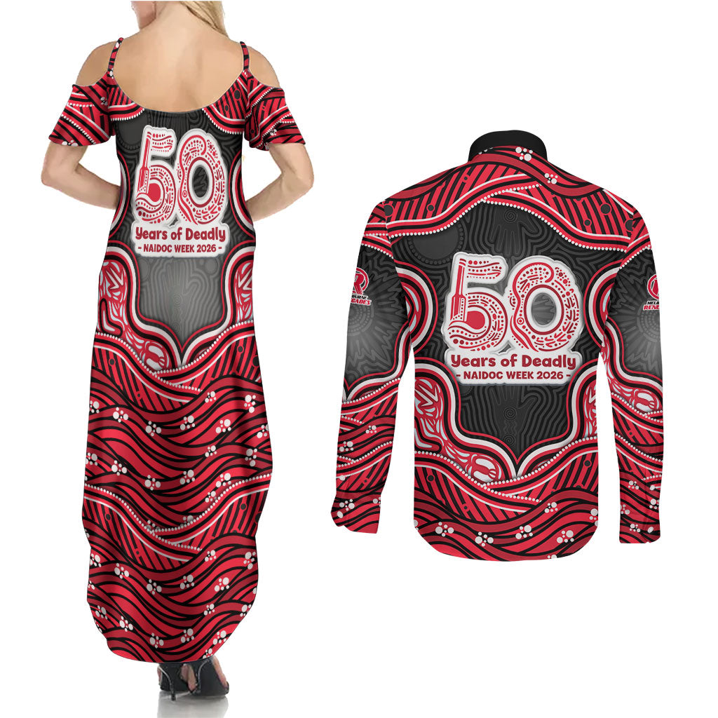 Melbourne Renegades NAIDOC Week 2026 Couples Matching Summer Maxi Dress and Long Sleeve Button Shirt Aboriginal Indigenous - 50 Years of Deadly