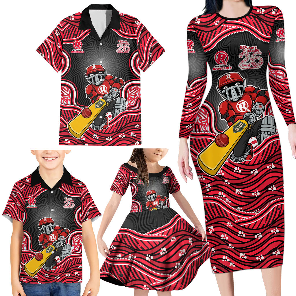 Melbourne Renegades NAIDOC Week 2026 Family Matching Long Sleeve Bodycon Dress and Hawaiian Shirt Aboriginal Indigenous - 50 Years of Deadly