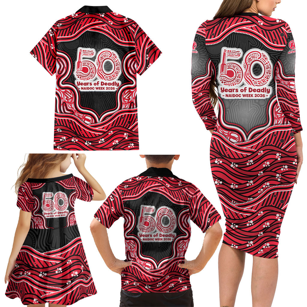 Melbourne Renegades NAIDOC Week 2026 Family Matching Long Sleeve Bodycon Dress and Hawaiian Shirt Aboriginal Indigenous - 50 Years of Deadly
