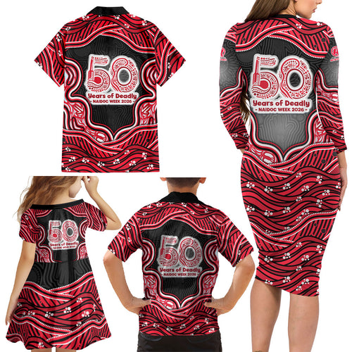Melbourne Renegades NAIDOC Week 2026 Family Matching Long Sleeve Bodycon Dress and Hawaiian Shirt Aboriginal Indigenous - 50 Years of Deadly