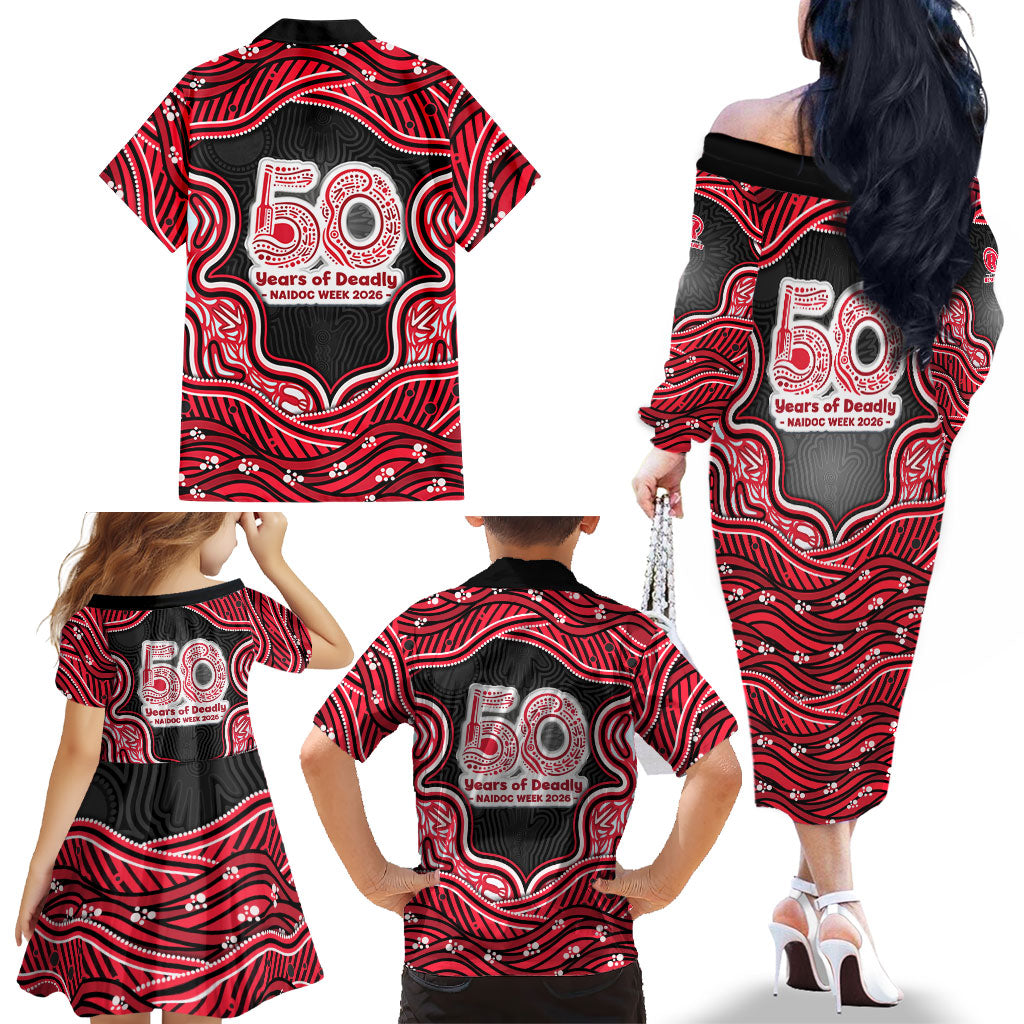 Melbourne Renegades NAIDOC Week 2026 Family Matching Off The Shoulder Long Sleeve Dress and Hawaiian Shirt Aboriginal Indigenous - 50 Years of Deadly
