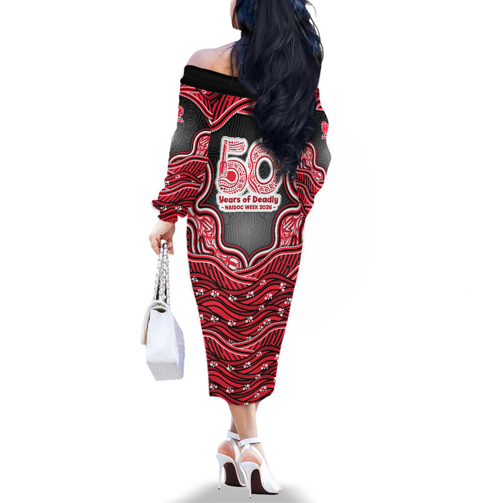 Melbourne Renegades NAIDOC Week 2026 Family Matching Off The Shoulder Long Sleeve Dress and Hawaiian Shirt Aboriginal Indigenous - 50 Years of Deadly