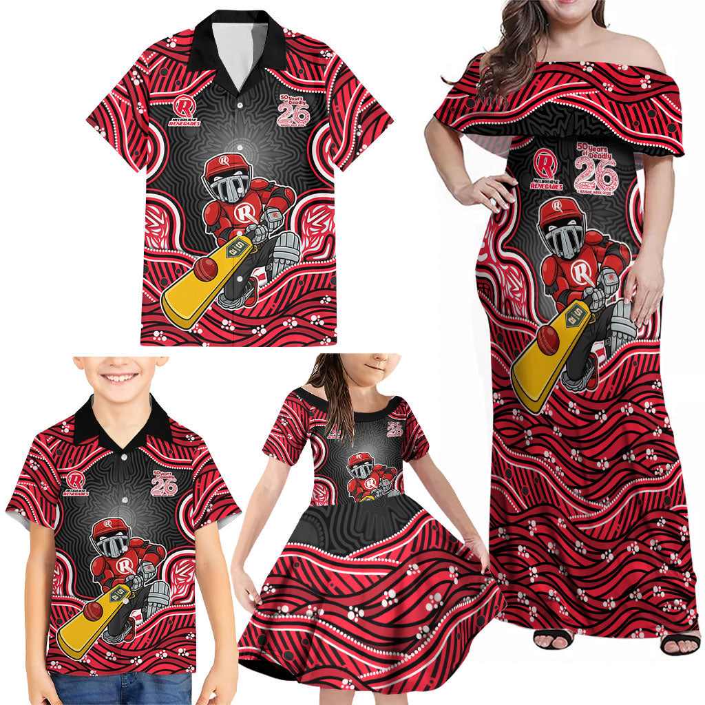 Melbourne Renegades NAIDOC Week 2026 Family Matching Off Shoulder Maxi Dress and Hawaiian Shirt Aboriginal Indigenous - 50 Years of Deadly
