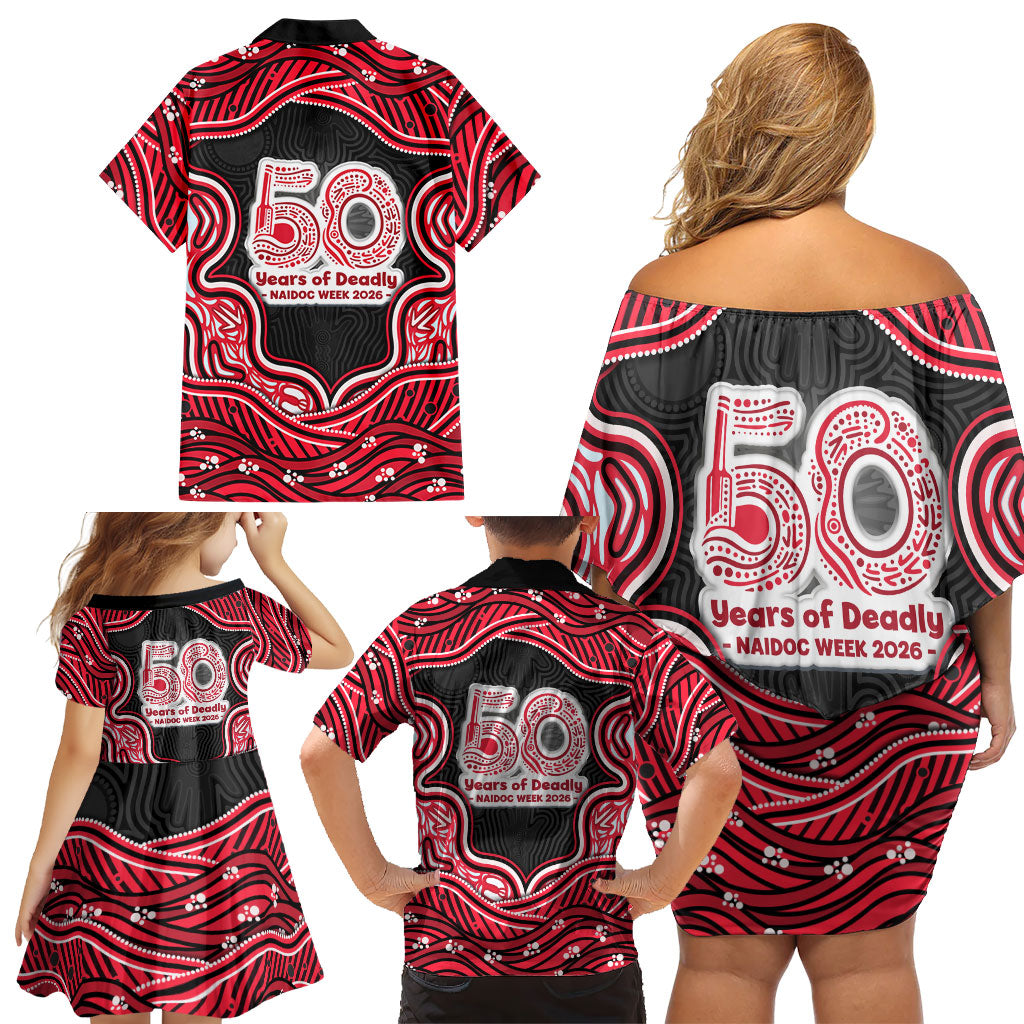 Melbourne Renegades NAIDOC Week 2026 Family Matching Off Shoulder Short Dress and Hawaiian Shirt Aboriginal Indigenous - 50 Years of Deadly