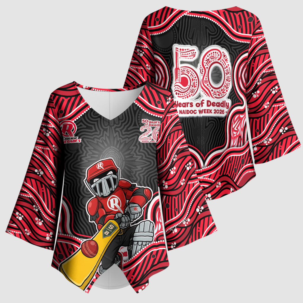 Melbourne Renegades NAIDOC Week 2026 Kimono Sleeve Blouse Aboriginal Indigenous - 50 Years of Deadly