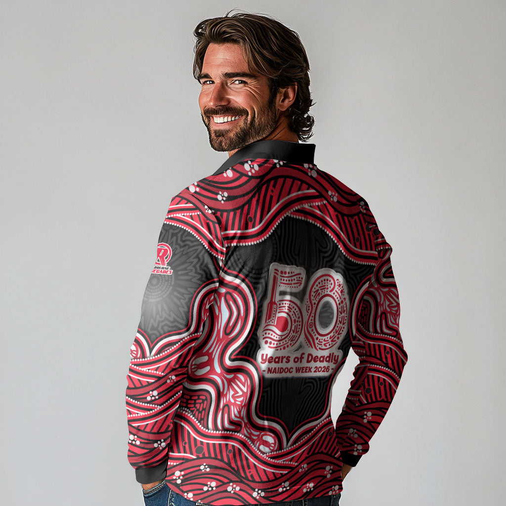 Melbourne Renegades NAIDOC Week 2026 Long Sleeve Polo Shirt Aboriginal Indigenous - 50 Years of Deadly