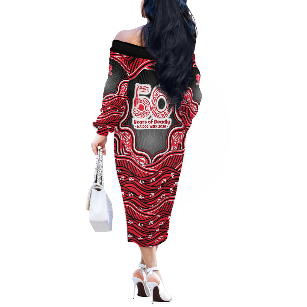 Melbourne Renegades NAIDOC Week 2026 Off The Shoulder Long Sleeve Dress Aboriginal Indigenous - 50 Years of Deadly