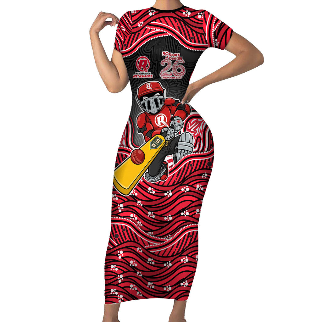 Melbourne Renegades NAIDOC Week 2026 Short Sleeve Bodycon Dress Aboriginal Indigenous - 50 Years of Deadly
