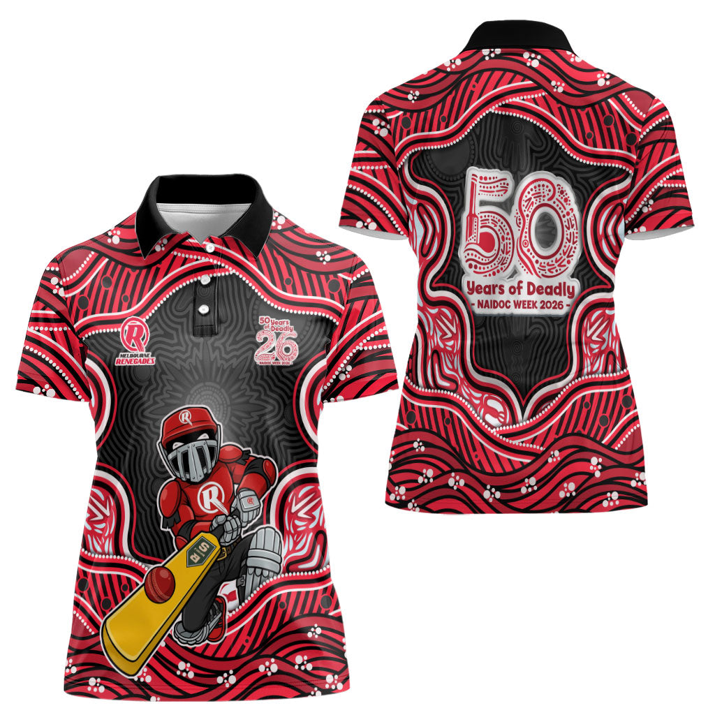 Melbourne Renegades NAIDOC Week 2026 Women Polo Shirt Aboriginal Indigenous - 50 Years of Deadly