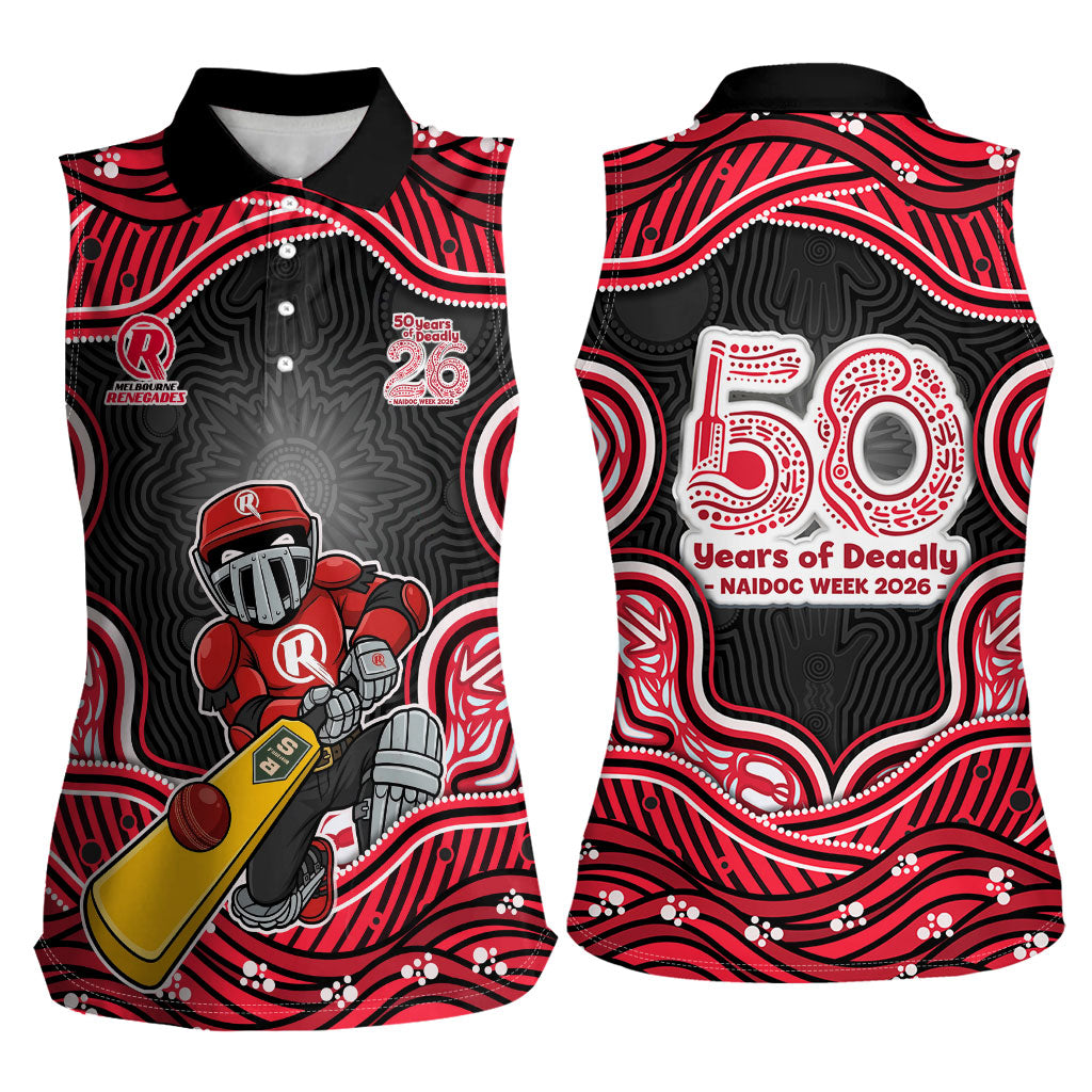 Melbourne Renegades NAIDOC Week 2026 Women Sleeveless Polo Shirt Aboriginal Indigenous - 50 Years of Deadly
