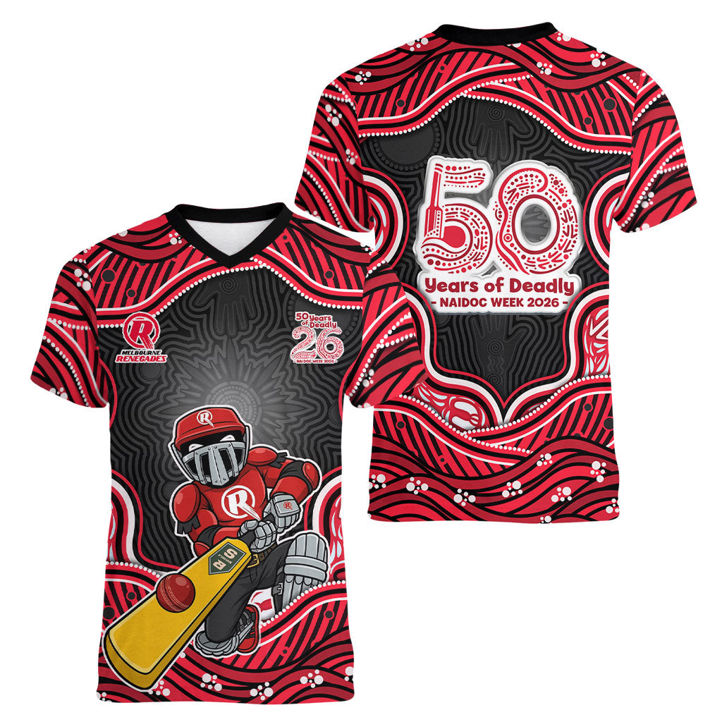 Melbourne Renegades NAIDOC Week 2026 Women V-Neck T-Shirt Aboriginal Indigenous - 50 Years of Deadly