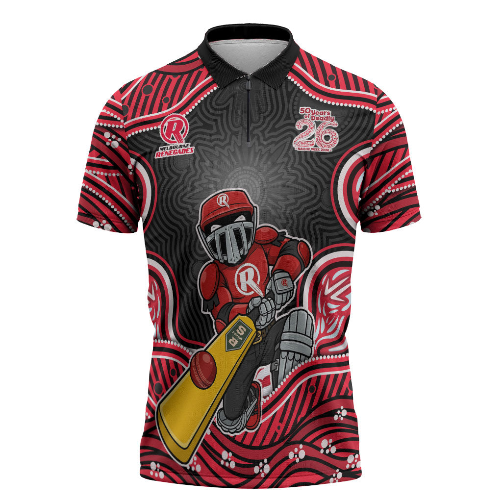 Melbourne Renegades NAIDOC Week 2026 Zipper Polo Shirt Aboriginal Indigenous - 50 Years of Deadly