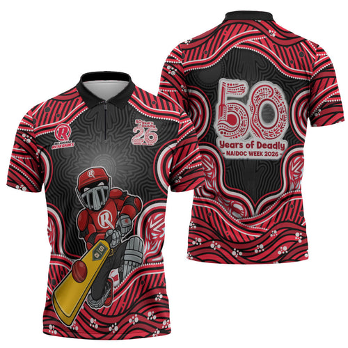Melbourne Renegades NAIDOC Week 2026 Zipper Polo Shirt Aboriginal Indigenous - 50 Years of Deadly
