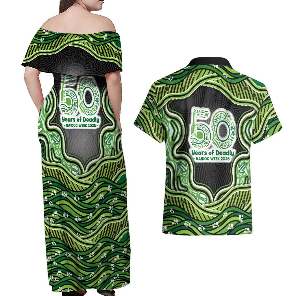 Melbourne Stars NAIDOC Week 2026 Couples Matching Off Shoulder Maxi Dress and Hawaiian Shirt Aboriginal Indigenous - 50 Years of Deadly