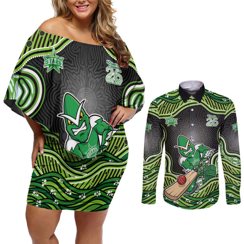 Melbourne Stars NAIDOC Week 2026 Couples Matching Off Shoulder Short Dress and Long Sleeve Button Shirt Aboriginal Indigenous - 50 Years of Deadly
