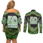 Melbourne Stars NAIDOC Week 2026 Couples Matching Off Shoulder Short Dress and Long Sleeve Button Shirt Aboriginal Indigenous - 50 Years of Deadly