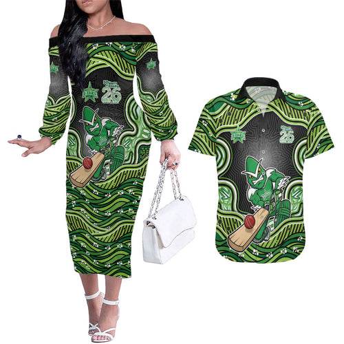 Melbourne Stars NAIDOC Week 2026 Couples Matching Off The Shoulder Long Sleeve Dress and Hawaiian Shirt Aboriginal Indigenous - 50 Years of Deadly