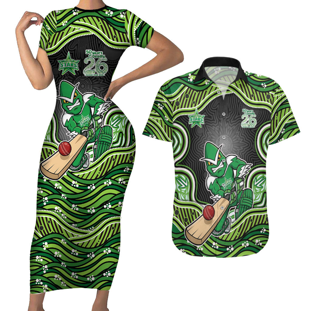 Melbourne Stars NAIDOC Week 2026 Couples Matching Short Sleeve Bodycon Dress and Hawaiian Shirt Aboriginal Indigenous - 50 Years of Deadly