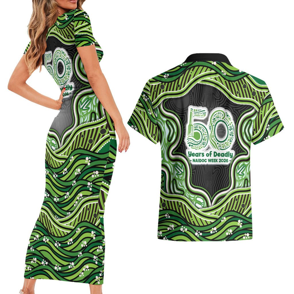 Melbourne Stars NAIDOC Week 2026 Couples Matching Short Sleeve Bodycon Dress and Hawaiian Shirt Aboriginal Indigenous - 50 Years of Deadly