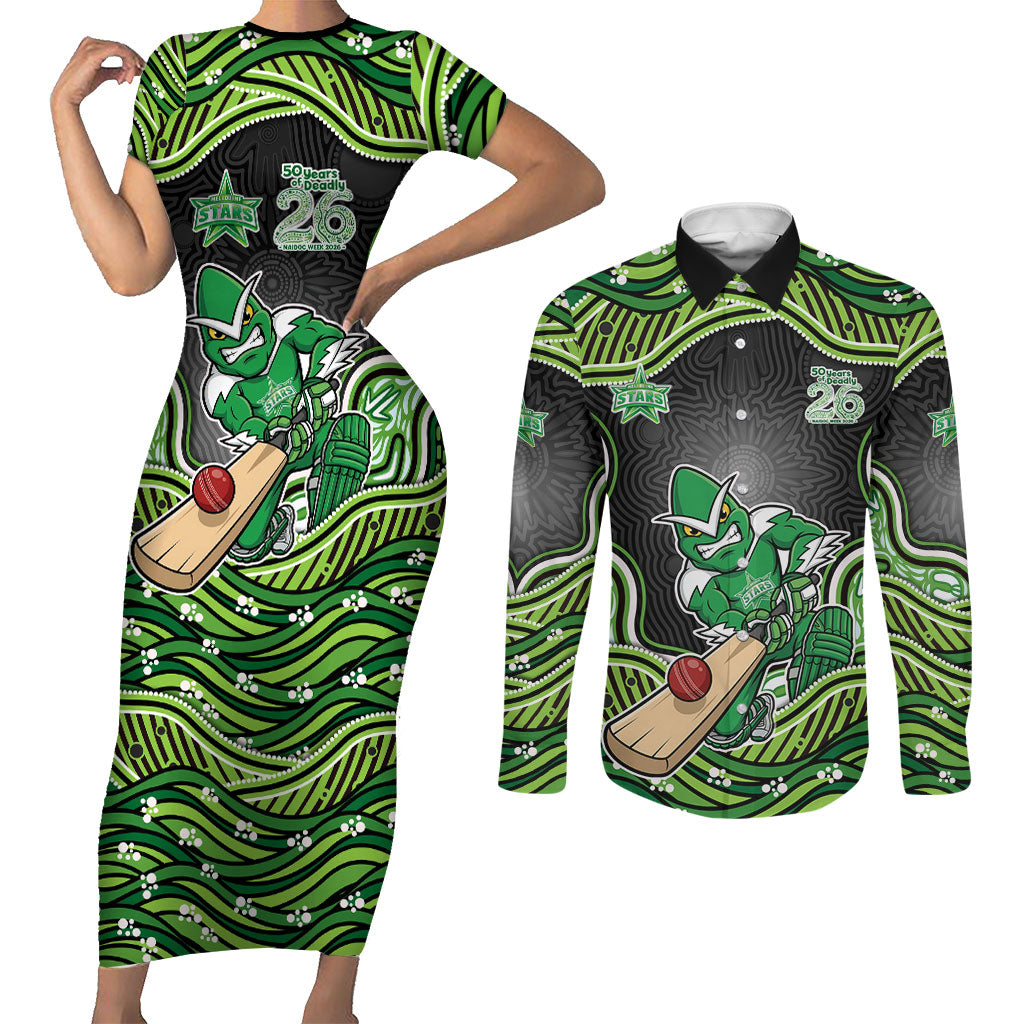 Melbourne Stars NAIDOC Week 2026 Couples Matching Short Sleeve Bodycon Dress and Long Sleeve Button Shirt Aboriginal Indigenous - 50 Years of Deadly